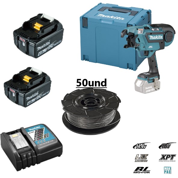 Agrafadora de ferro 18V LXT BLDTR180ZJ + 2 Baterias + Carregador + 50x bobines fio